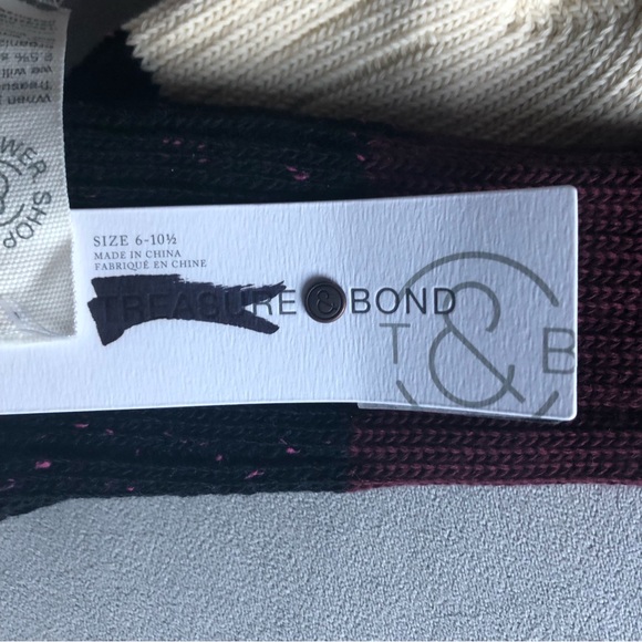Treasure & Bond ~ Knit Socks ~ Burgundy Cream Black ~ Brand New! - Picture 3 of 6